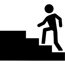 Person ascending steps GIF